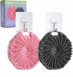 2Pcs Silicone Body Scrubber,Exfoliating Body Scrubbers for use in Shower,Silicone Body Brush for Showering and Anti-Slippery Handles for All Skin Types,Eco Friendly Shower Scrubber for Body���Pink���