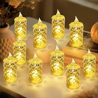 24pcs Flashing Battery Powered LED Votive Tea Candles, Realistic Electronic Fake Candles for Birthday Gifts for Women Mom Grandma Mother's Day Decoration