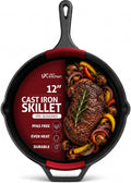 Utopia Kitchen Cast Iron Skillet 12 Inch Pre-Seasoned PFAS-Free Black
