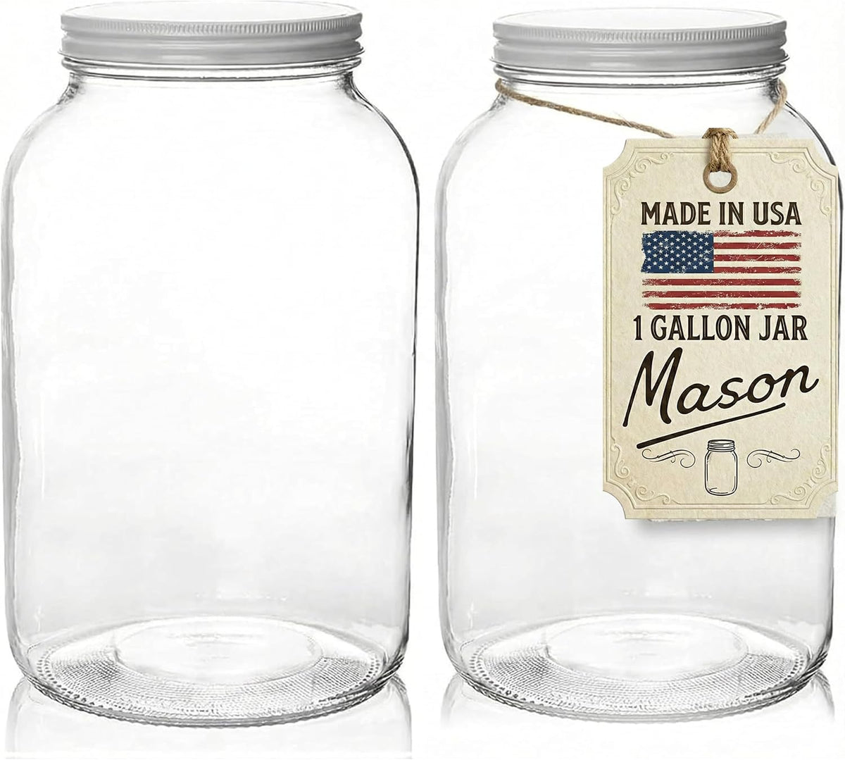 kitchentoolz 1 Gallon Glass Jar with Lid - Gallon Mason Wide Mouth Large Glass Jar for Fermenting, Pickling, Canning, Fermentation Jar, Kombucha, and Food Storage - 1 Gallon Jar Made in USA