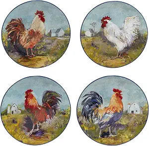 Certified International Rooster Meadow 11" Dinnerware Plates, Set of 4