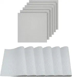 Dainty Home 6NS1515WH Natural Woven Textilene Waterproof, Heat & Stain Resistant Washable Placemat with Shimmer Square Shape 15x15'' Set of 6, White