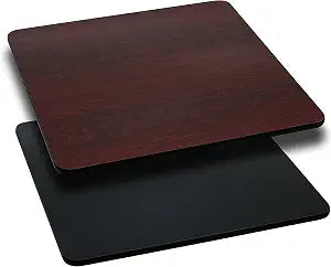 Flash Furniture 24" Square Reversible Table Top, Black/Mahogany