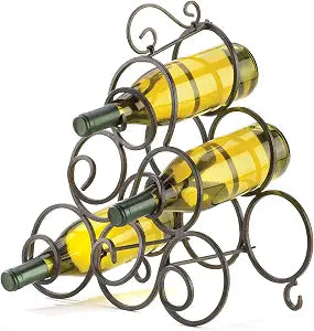Zingz & Thingz Decorative Home Dcor Wrought Iron 6-Bottle Wine Rack, 13.5x7x15.25, Scrollwork