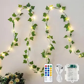 Ivy Vine Garland with 40 LED Fairy Lights, USB & Battery Powered