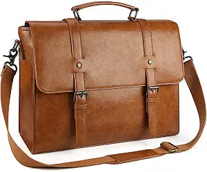 Lubardy Mens Messenger Bag Vintage Leather 15.6 Inch Work Laptop Briefcase