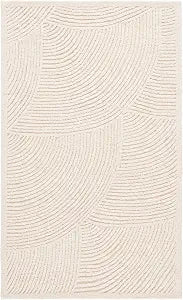 SAFAVIEH Textural Collection Area Rug - 3' x 5', Ivory, Handmade Wool, Ideal for High Traffic Areas in Living Room, Bedroom, Dining (TXT105A-3)