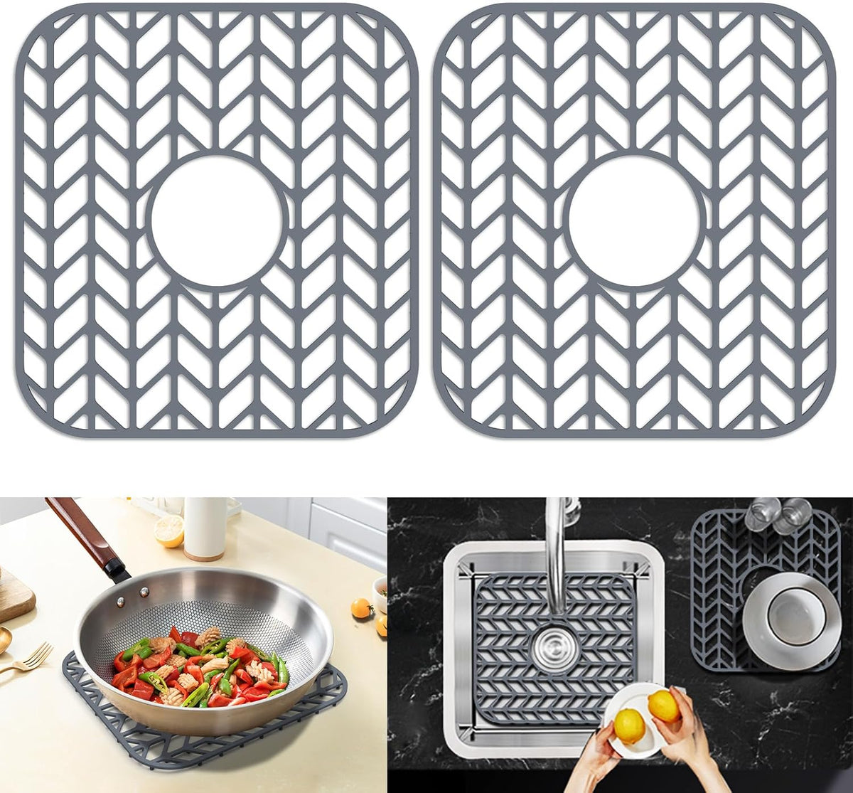 Sink Protectors for Kitchen Sink12.25"X11.5"Center Sink Mat 2pcs