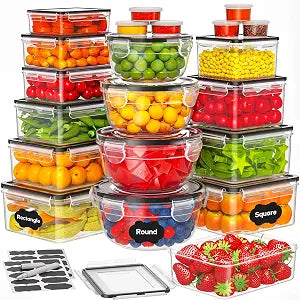 42 PCS Food Storage Containers with Lids Reusable (21 Containers & 21 Lids)