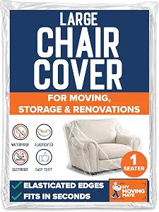 Chair Cover for Moving and Storage - 1 Seater Furniture Covers for Loveseat Recliner Chair Armchair - Dust Cover Drop Cloth