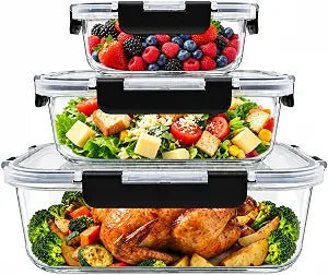 Razab 3 Pack (76/35 / 12.5) Oz Large Glass Storage Containers with Lids