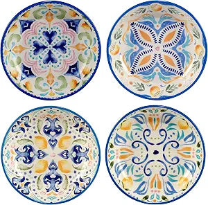 Certified International Lemonade 38 oz. Soup/Pasta Bowls, Set of 4 Assorted Designs