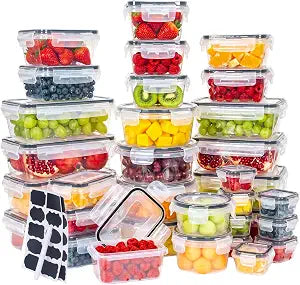 68 PCS Food Storage Containers with Lids, Meal Prep Containers, Stackable Kitchen Set, Airtight & Leakproof, BPA-Free, Microwave/Dishwasher/Freezer Safe, Extra Labels & Pen