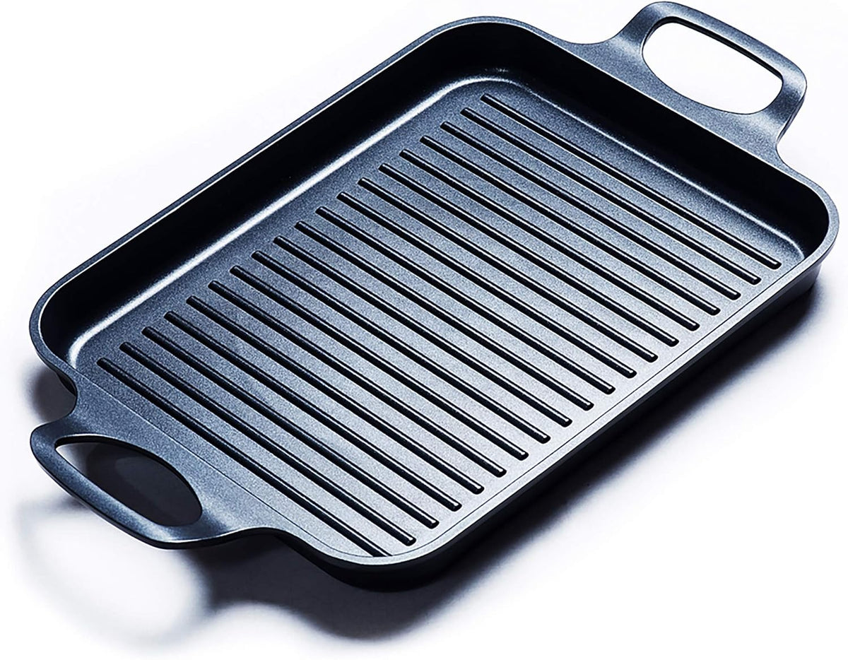 SÂ·KITCHN Nonstick Grill Pan, Induction Stove Top Grill Plate, Glass Grilling Pan for Indoor, Gas Range Grill Panel/Skillet