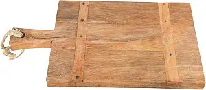 Creative Co-Op Mango Wood Serving Board with Rope Handle, Natural Finish