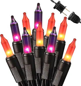 Brizled Orange & Purple Halloween String Lights, 100 ct Incandescent Lights