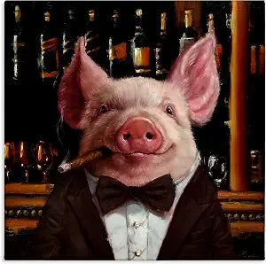 Stupell Industries Classy Pig Cigar Bar Humor, 24 x 24 Inch Canvas Wall Art