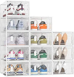 SIMPDIY Clear Shoe Storage Boxes, Stackable Shoe Organizer for Closet