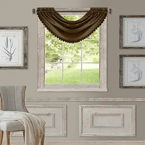 All Seasons Waterfall Window Valance, Chocolate - 52" W x 36" L