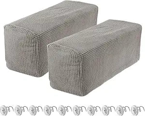 uxcell 2pcs Stretch Armrest Covers for Chairs/Sofas, Couch Arm Covers with Twist Pin, Furniture Protector Slipcovers Taupe