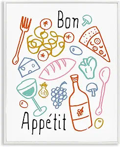 Bon Appetit Foodie Kitchen Sketches, 16 x 20 Inch Framed Gicle Print
