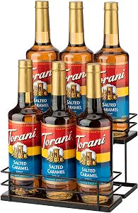 Coffee Syrup Organizer Rack, 2 Tier Syrup Holder for Coffee bar Syrup Storage,Kitchen Condiment Organization and Wine Display(6 Bottle Capacity).