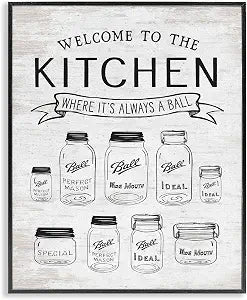 Country Kitchen Jars Typography, 11 x 14 Inch Framed Gicle Print