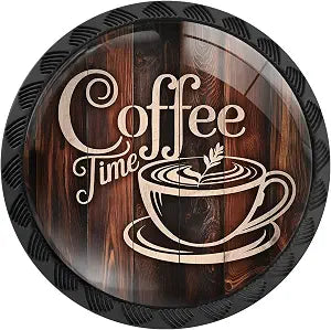 4 Pack Coffee Time Cabinet Knobs for Kitchen Break Room