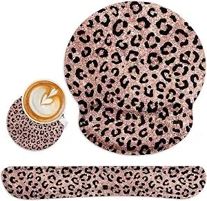 Britimes Ergonomic Mouse Pad Set with Wrist Rest, Leopard Cheetah Black