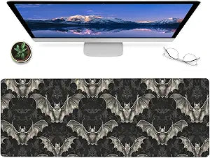 Dark Bat Gaming Mouse Pad  12x31.5in Non-Slip Rubber Desk Mat with Gothic Design  Large Extended Mousepad for Office, Home  Deskmat Gifts for Goth and Horror Enthusiasts Decor
