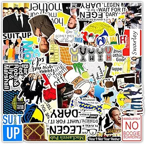 50 Pcs How I Met Your Mother Stickers - Water Bottle, US TV Waterproof Cute Aesthetic Vinyl Laptop Luggage Skateboard Computer Stickers for Teens Girls