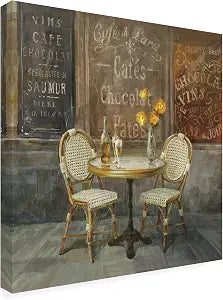 Wrapped Canvas Wall Art - Danhui Nai 'French Cafe Painting' Wall Art for Living Room, Bedroom, or Office Dcor - 24x24