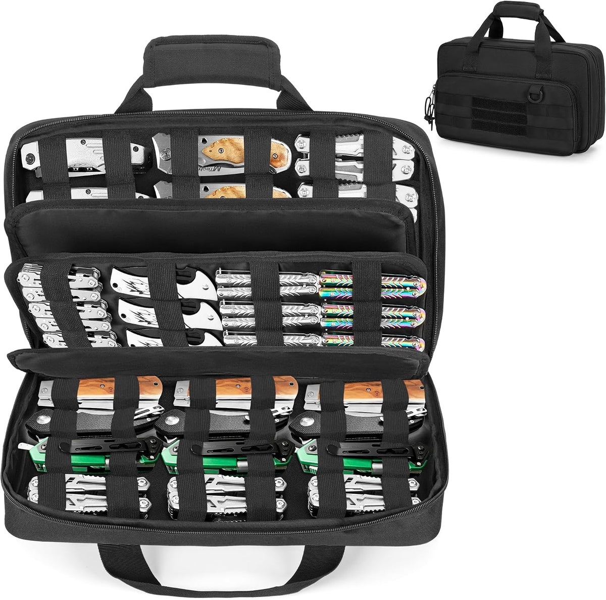 samdew Butterfly Knife Display Bag for 66+ Pocket Knives, Bag Only