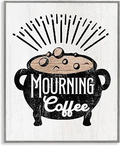 Mourning Coffee Cauldron Halloween, 16 x 20 Inch Framed Gicle Print
