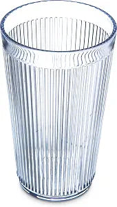 Carlisle FoodService Products Crystalon Stack-All Stackable Tumbler Plastic Tumbler with Ribbed Texture for Restaurants, Catering, Kitchens, Plastic, 12.5 Ounces, Clear (Pack of 6)
