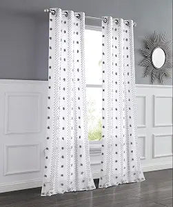 Dainty Home Curtains Linen Textured Sheer Light Filtering Semi Sheer Curtains 84 inches Long Half Privacy Window Drapes for Living Room Bedroom Dining 2 Panels Set 76" x 84"