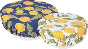Now Designs Lemons Save It Reusable Cotton Bowl Covers 7.5 and 9.25 inch, Set of 2