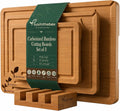 Cutting Board Set with Holder Bamboo Cutting Boards for Kitchen Set Of 3