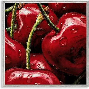 Juicy Red Cherries Kitchen, 17 x 17 Inch Framed Gicle Print