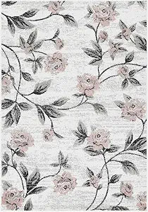 L'Baiet Traditional Floral Area Rug with Modern Aesthetic Design for Living, Bed & Dining Room - Power Loomed Botanical Carpet - Medium Pile Indoor Home Dcor - Luna Pink - 0.39 Inches