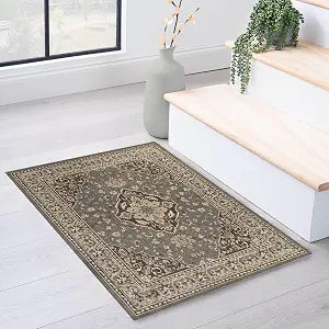 SUPERIOR Glendale Indoor Runner Rug, Floral Medallion, 2'x3', Grey Z