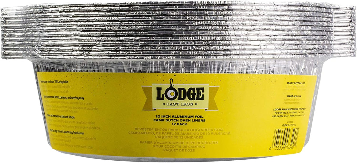 Lodge 10 Inch Aluminum Foil Dutch Oven Liner, 12 Pack