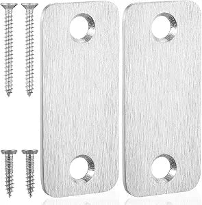 2 Set Door Edge Hole Filler Plate Round Corner Blank Strike Plate Door Hole Cover Plates Deadbolt Cover Plates 1x 2-1/4 Stainless Steel Silver Increase Home Security on Entry