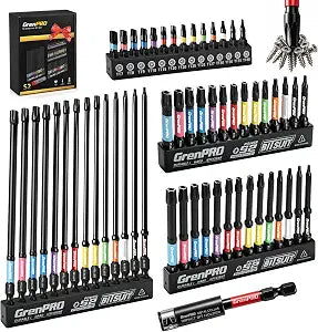 GRENPRO 57-Piece Impact Torx Screwdriver Bit Set,1/2/3/6 TT7-TT40