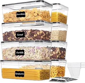 Vtopmart Pasta Storage Containers, 8 Pack, 3.2L Airtight Canisters