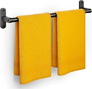 Powools Matte Black 24" Towel Rack, Rustproof Wall Mounted Towel Bar
