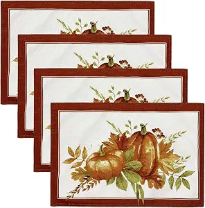 Autumn Pumpkin Grove Fall Placemat, Set of 4, Multicolor - 13" W x 19" L