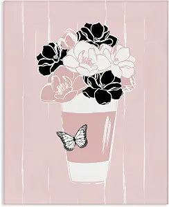 Stupell Industries Casual Coffee Cup Floral, 24 x 30 Inch Canvas Wall Art