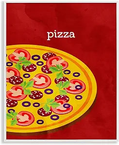 Savory Pizza Comic Food, 16 x 20 Inch Framed Gicle Print
