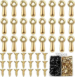 120PCS Picture Frame Backing Clips,Black & Gold Picture Frame Turn Button,Picture Frame Hardware Set with 120Pcs Screws,Picture Framing Supplies for Hanging Pictures (120 Pcs (Black & Gold))